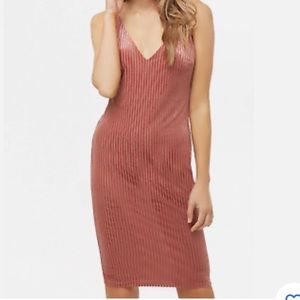 FOREVER 21 Mauve Ribbed Stretch Velvet Bodycon V-Neck Tank Slip Dress